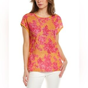 Ted Baker Anbel Metropolis Print Mustard Pink T-shirt Blouse Women Size 4